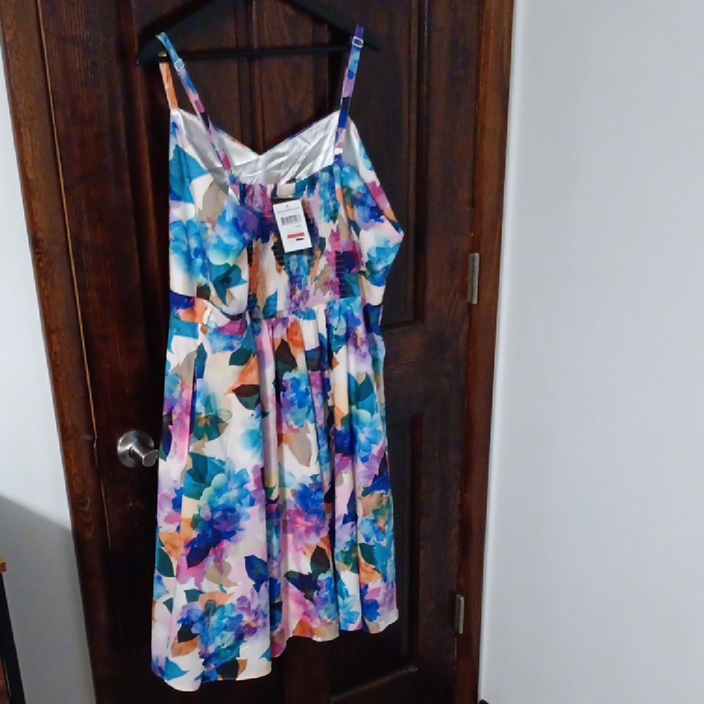 City Chic Pink and Blue Sleeveless Sundress - Picture 2 of 4